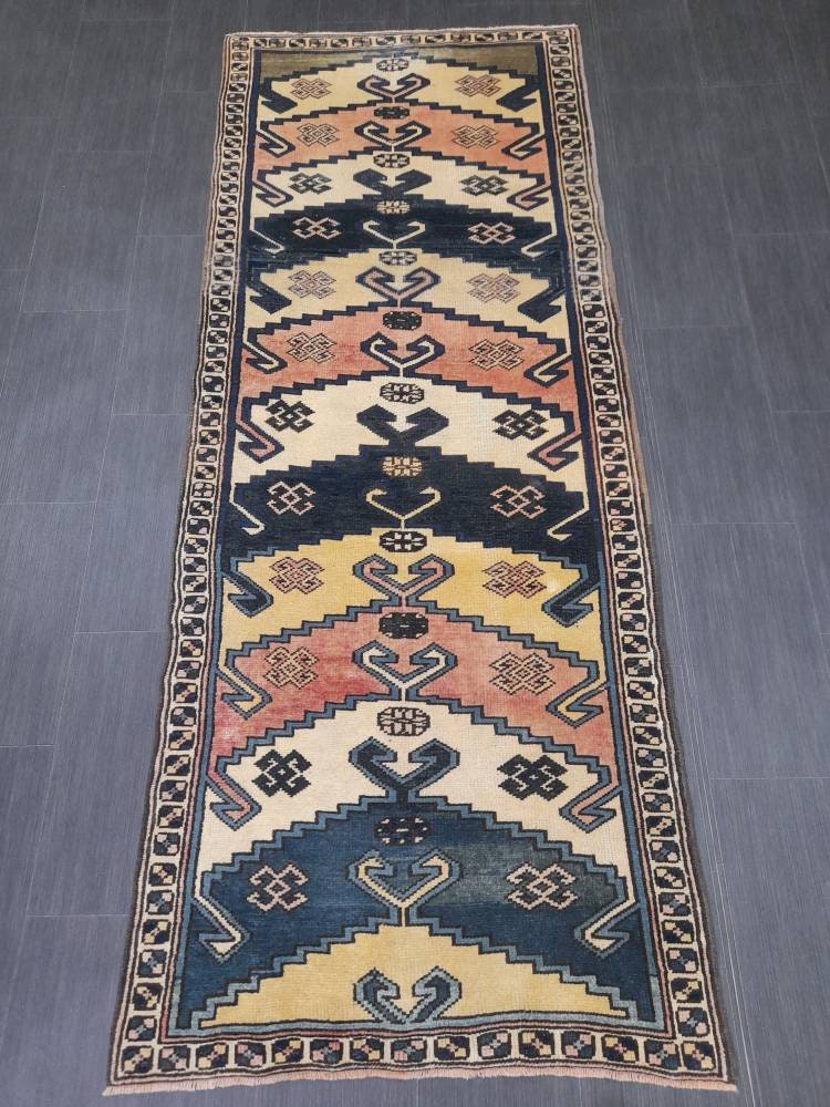 Blue Turkish Runner Rug 3' 1" x 8' Hand-Knotted | No. WR97234