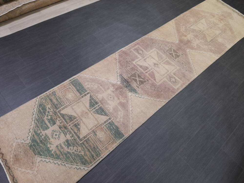 Beige Turkish Runner Rug 2' 10" x 12' 2" Hand-Knotted view