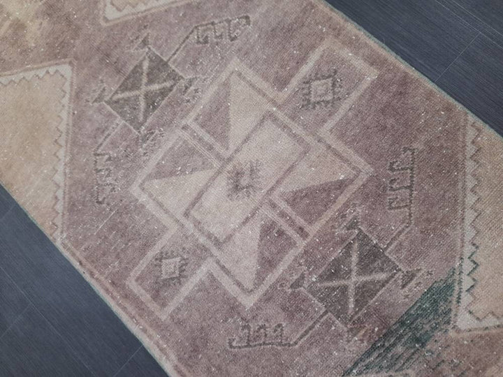 Beige Turkish Runner Rug 2' 10" x 12' 2" Hand-Knotted pattern
