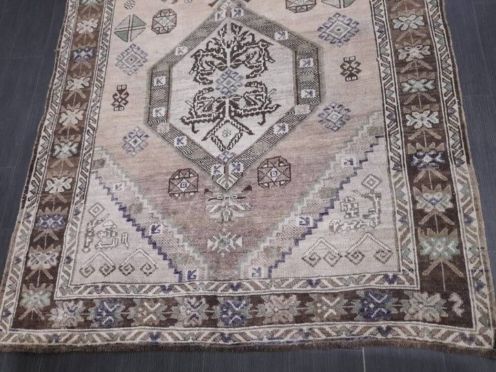 Turkish Vintage Rug 5' x 13' 4" Hand-Knotted close-up
