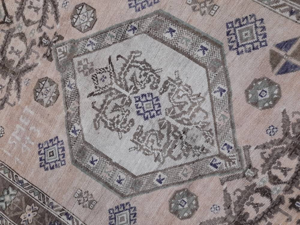 Turkish Vintage Rug 5' x 13' 4" Hand-Knotted border