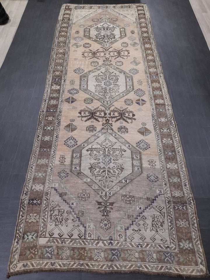 Turkish Vintage Rug 5' x 13' 4" Hand-Knotted field