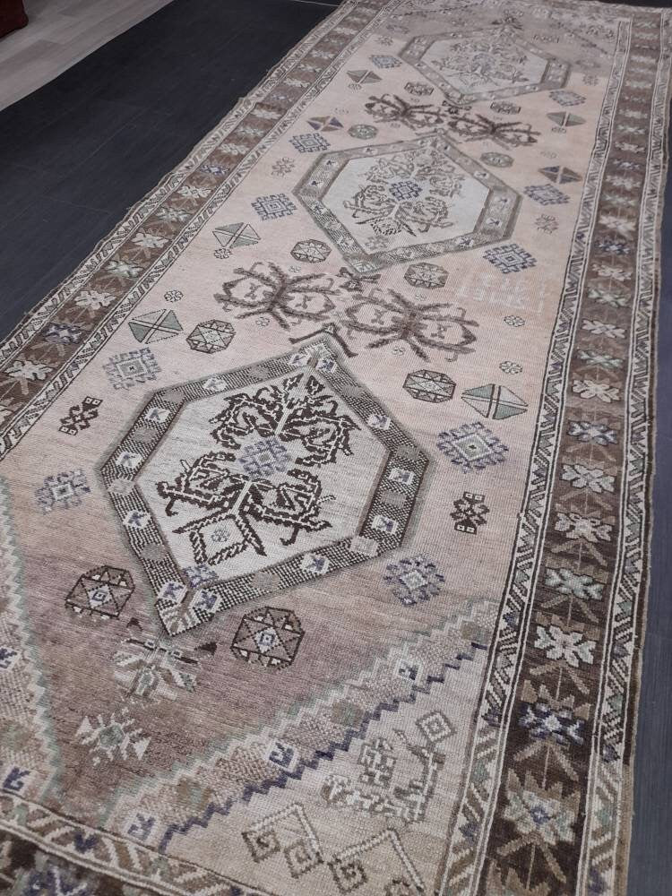 Turkish Vintage Rug 5' x 13' 4" Hand-Knotted pattern