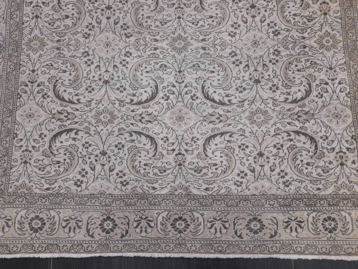 Tan Turkish Oushak Rug 6' 6" x 9' 5" Hand-Knotted close-up
