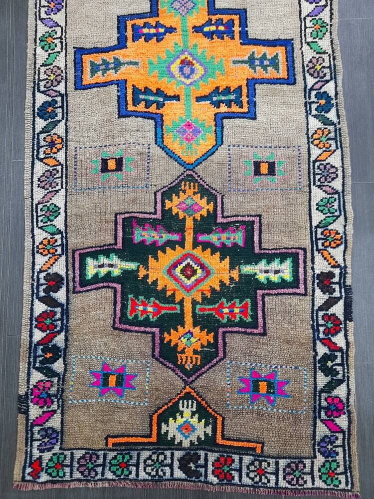 Beige Turkish Runner Rug 3' x 10' 10" Hand-Knotted view 9