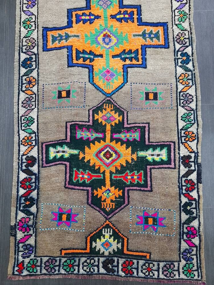 Beige Turkish Runner Rug 3' x 10' 10" Hand-Knotted view 9