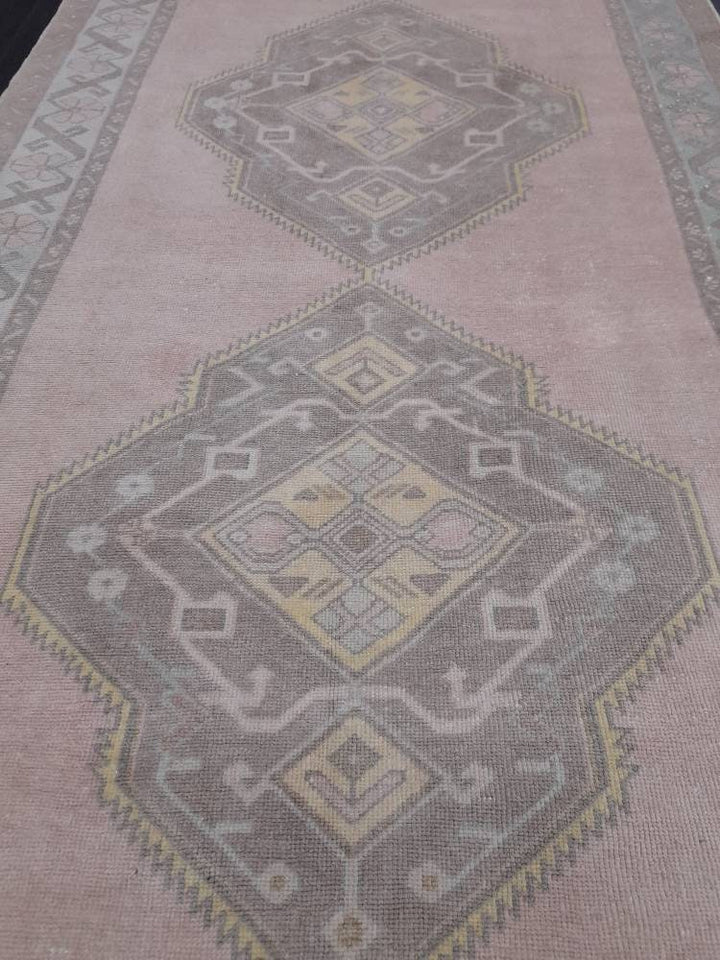 Tan Turkish Runner Rug 4' 9" x 11' 1" Hand-Knotted field