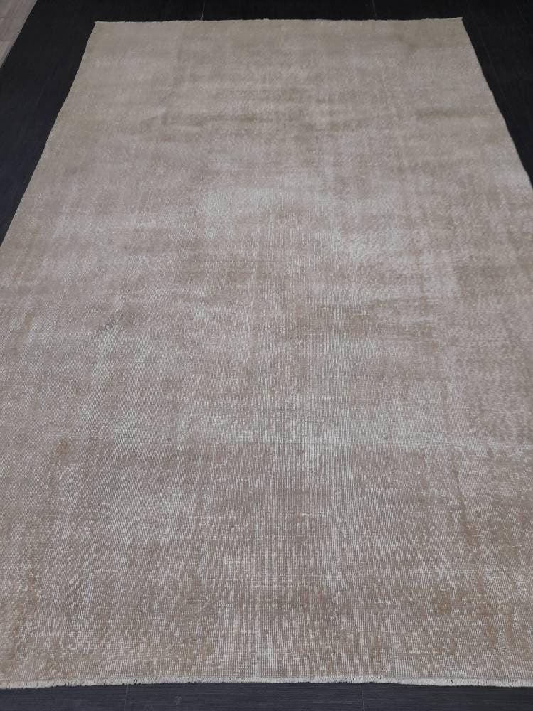 Beige Turkish Oushak Rug 6' 6" x 10' 1" Hand-Knotted detail