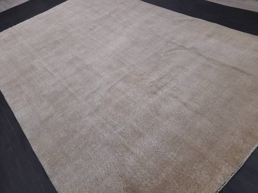 Beige Turkish Oushak Rug 6' 6" x 10' 1" Hand-Knotted