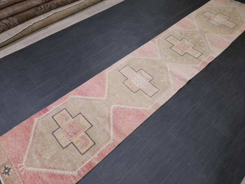 Pink Turkish Runner Rug 2' 9" x 13' 9" Hand-Knotted