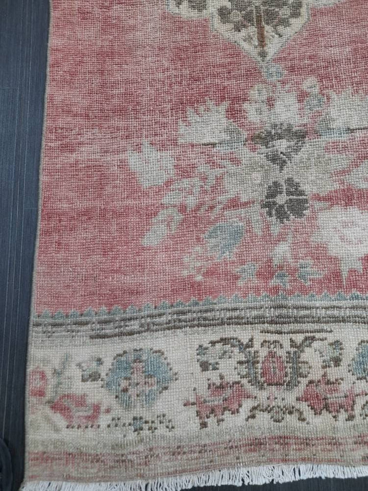Beige Turkish Runner Rug 2' 8" x 10' 11" Hand-Knotted field
