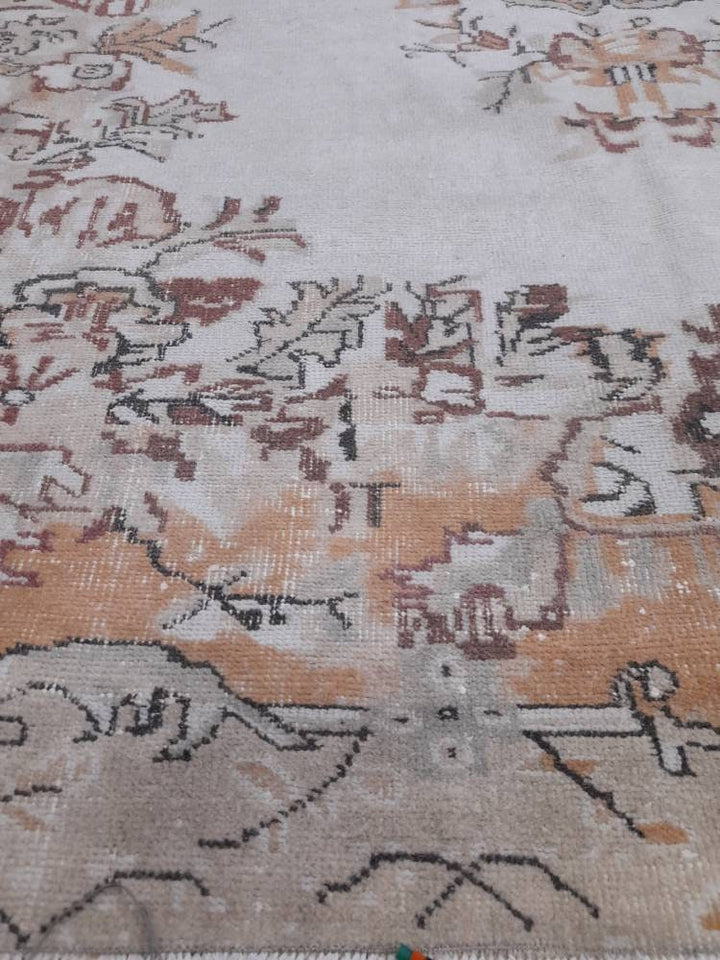Rust Turkish Runner Rug 6' 5" x 10' 1" Hand-Knotted close-up