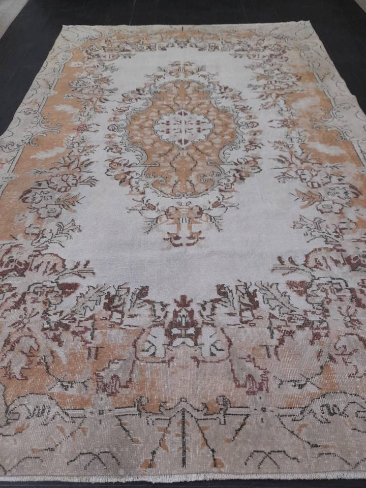 Rust Turkish Runner Rug 6' 5" x 10' 1" Hand-Knotted field