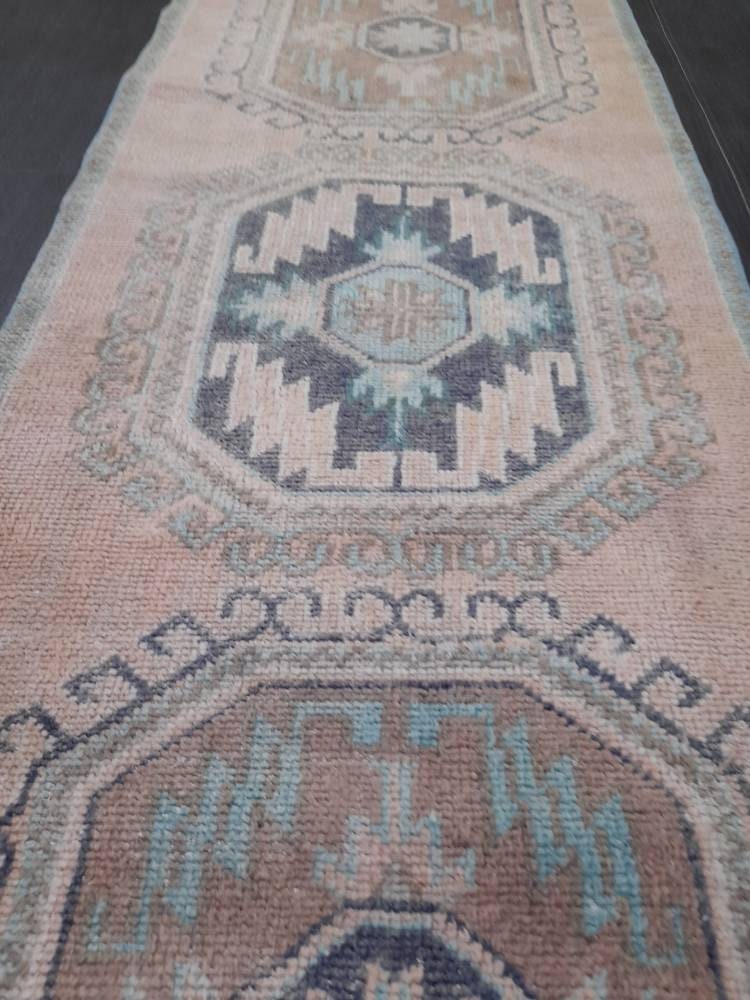 Beige Turkish Runner Rug 3' x 11' 7" Hand-Knotted detail