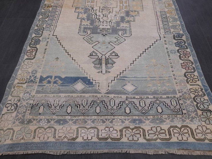 Blue Turkish Oushak Rug 4' 3" x 5' Hand-Knotted | No. WR69034