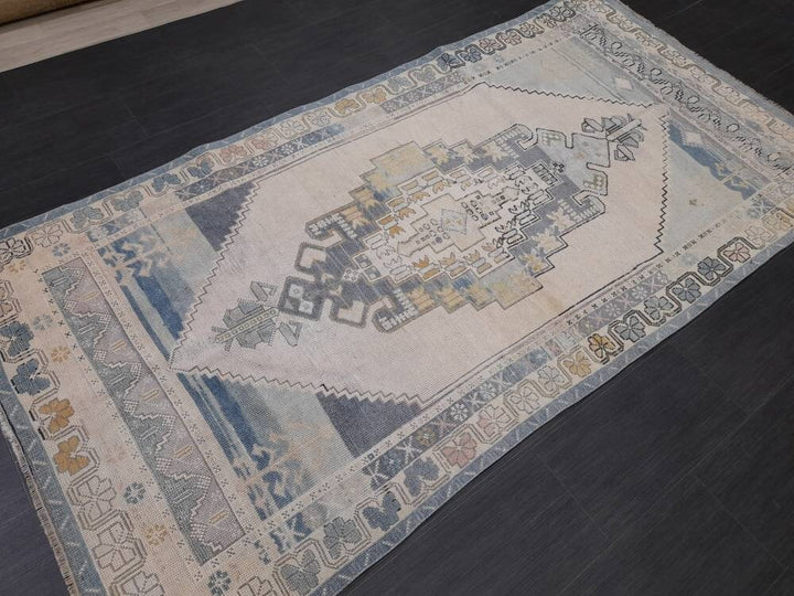 Blue Turkish Oushak Rug 4' 3" x 5' Hand-Knotted | No. WR69034