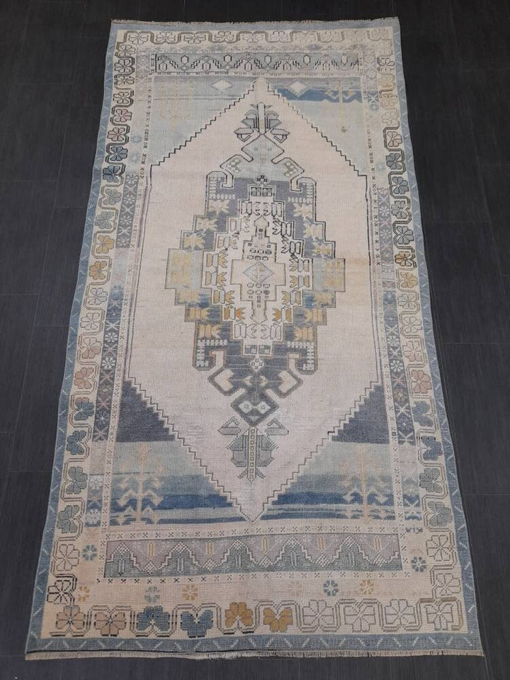 Blue Turkish Oushak Rug 4' 3" x 5' Hand-Knotted | No. WR69034
