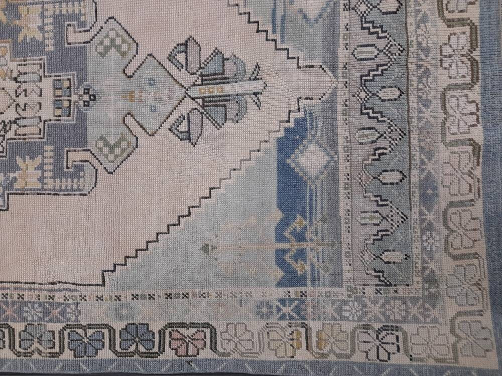 Blue Turkish Oushak Rug 4' 3" x 5' Hand-Knotted | No. WR69034