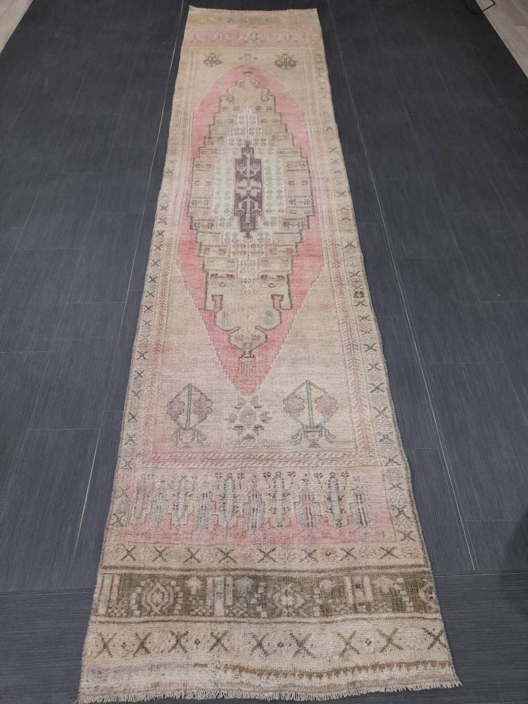 Pink Turkish Runner Rug 2' 9" x 12' 3" Hand-Knotted view 9