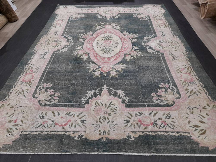 Green Turkish Vintage Rug 7' 3" x 10' Hand-Knotted | No. WR51278