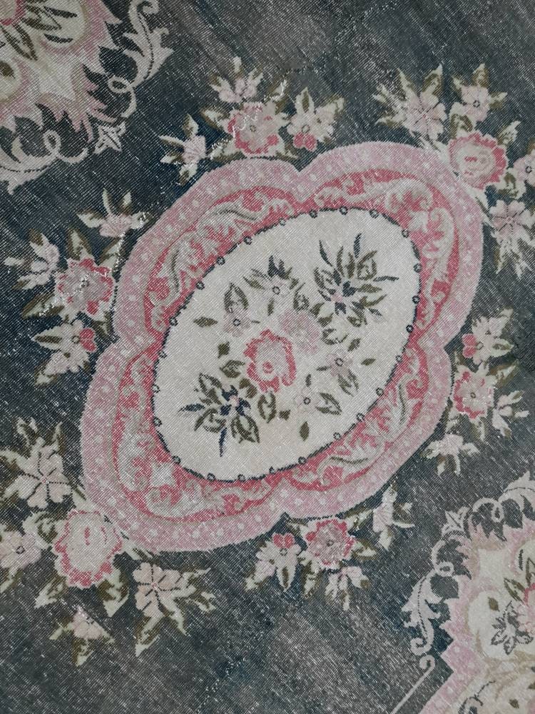 Green Turkish Vintage Rug 7' 3" x 10' Hand-Knotted | No. WR51278