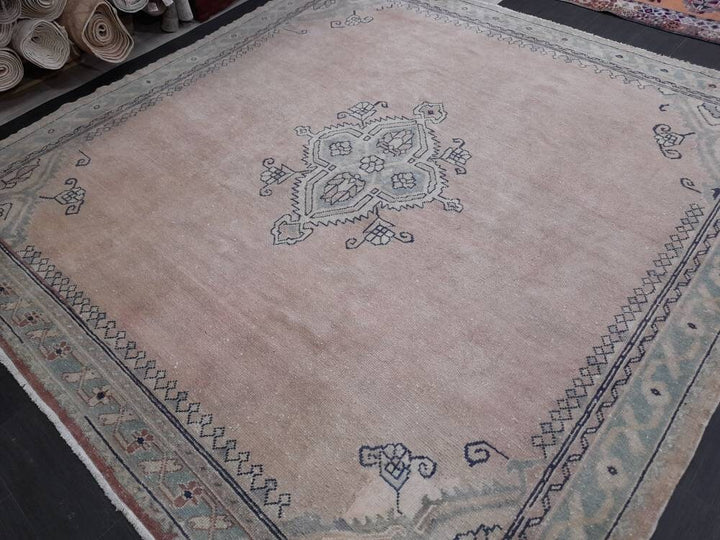 Turkish Oushak Rug 9' 5" x 9' 5" Hand-Knotted field