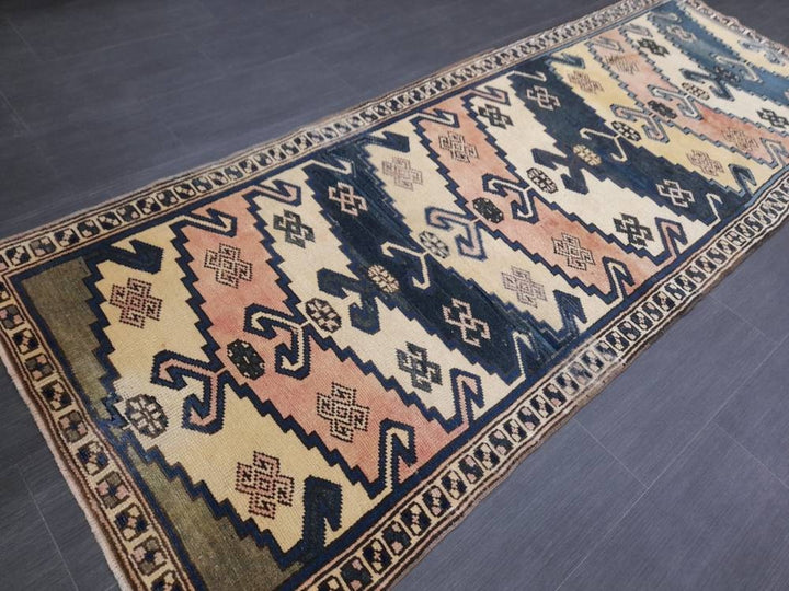 Blue Turkish Runner Rug 3' 1" x 8' Hand-Knotted | No. WR97234
