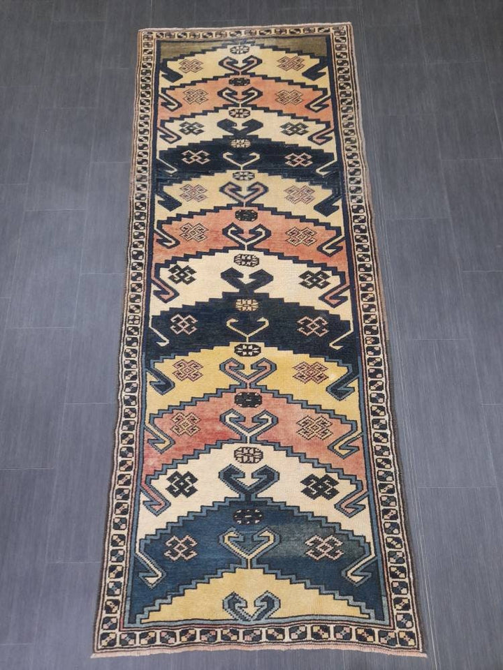 Blue Turkish Runner Rug 3' 1" x 8' Hand-Knotted | No. WR97234