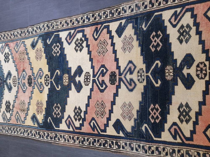 Blue Turkish Runner Rug 3' 1" x 8' Hand-Knotted | No. WR97234