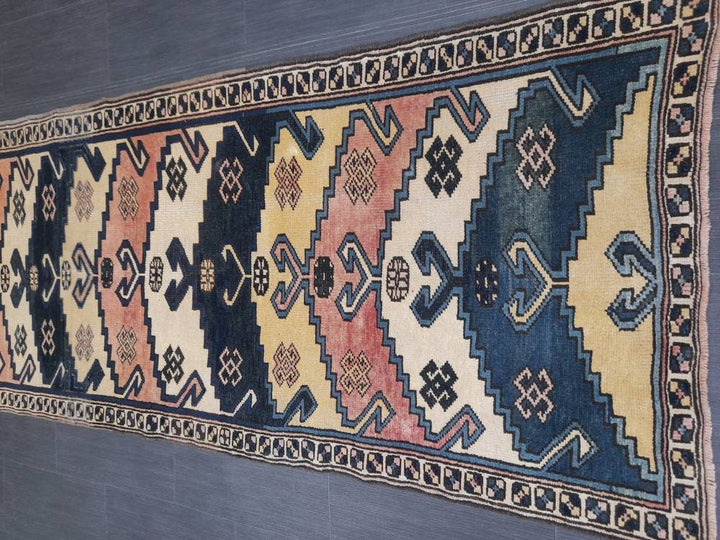 Blue Turkish Runner Rug 3' 1" x 8' Hand-Knotted | No. WR97234