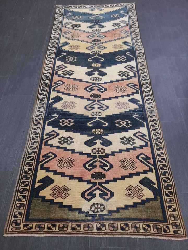 Blue Turkish Runner Rug 3' 1" x 8' Hand-Knotted | No. WR97234