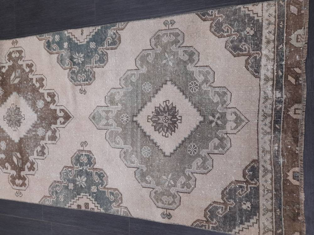 Beige Turkish Runner Rug 2' 10" x 12' 3" Hand-Knotted | No. WR19337