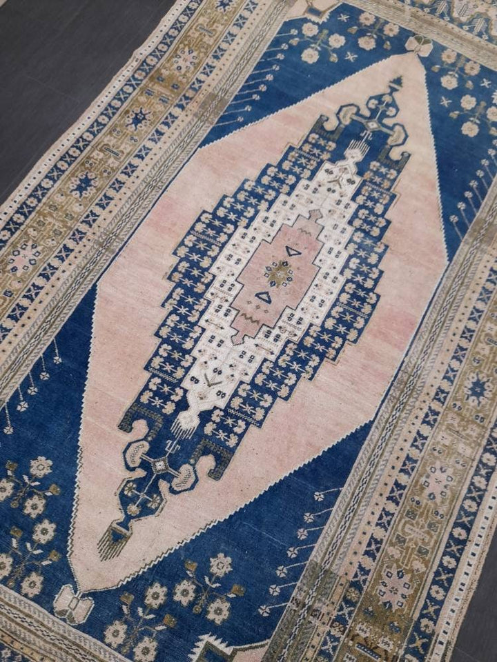 Pink Turkish Runner Rug 5' 10" x 10' 11" Hand-Knotted border