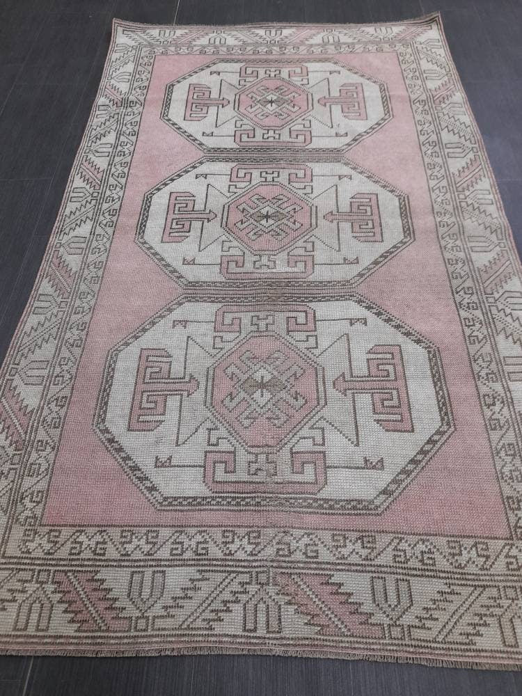 Pink Turkish Oushak Rug 3' 11" x 6' 9" Hand-Knotted view 9
