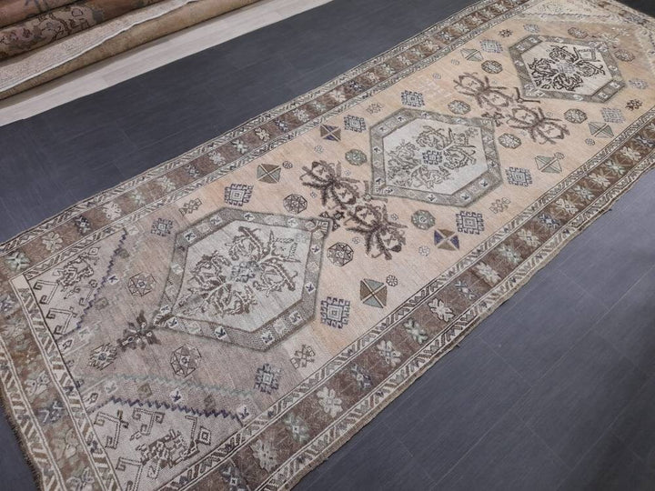 Turkish Vintage Rug 5' x 13' 4" Hand-Knotted reverse