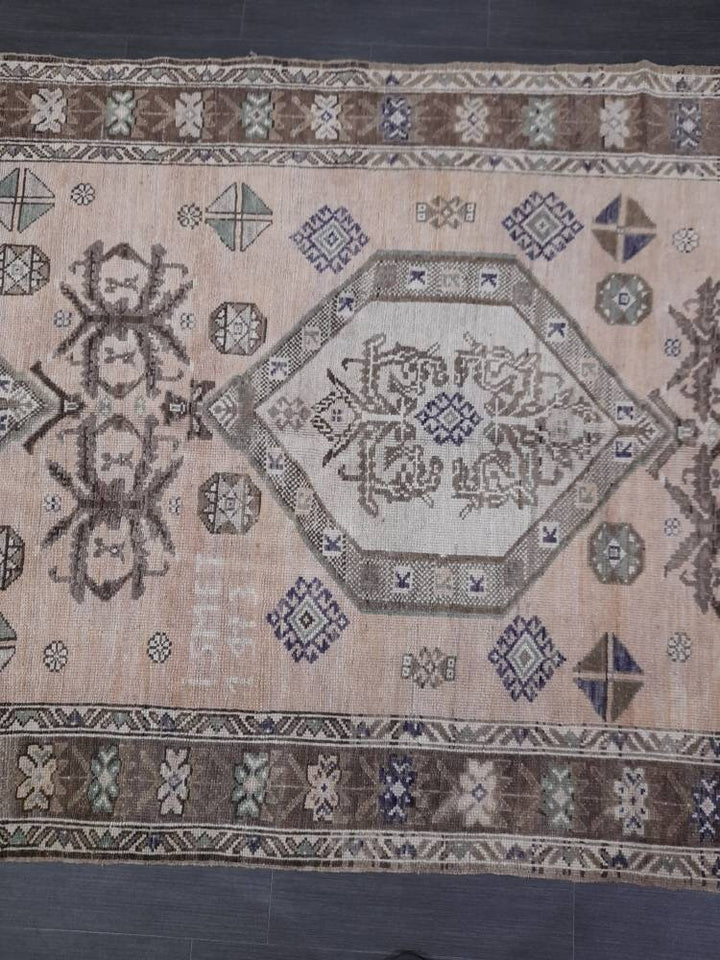 Turkish Vintage Rug 5' x 13' 4" Hand-Knotted texture