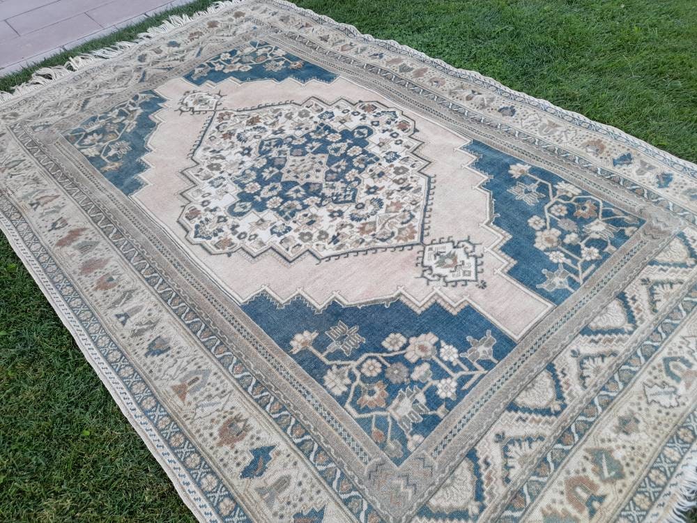 Blue Turkish Runner Rug 6' 1" x 10' Hand-Knotted | No. WR36051