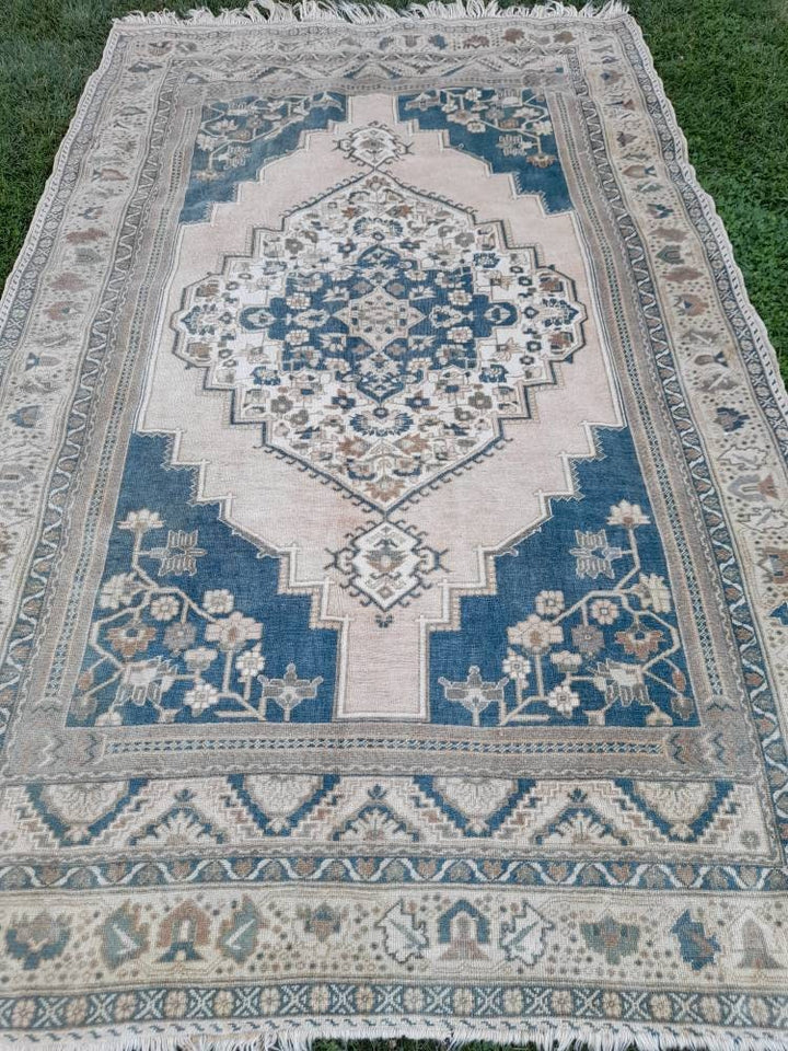 Blue Turkish Runner Rug 6' 1" x 10' Hand-Knotted | No. WR36051