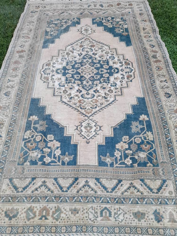 Blue Turkish Runner Rug 6' 1" x 10' Hand-Knotted | No. WR36051