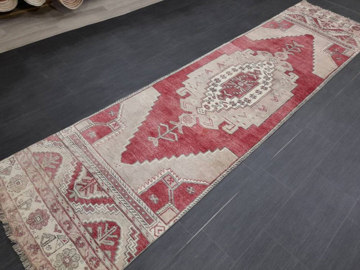 Beige Turkish Runner Rug 2' 10" x 10' 11" Hand-Knotted