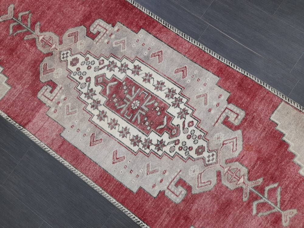 Beige Turkish Runner Rug 2' 10" x 10' 11" Hand-Knotted field