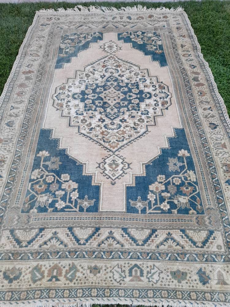 Blue Turkish Runner Rug 6' 1" x 10' Hand-Knotted | No. WR36051