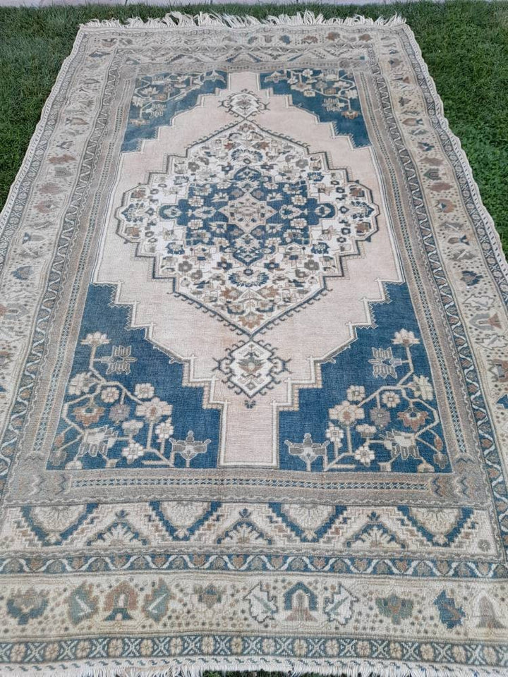 Blue Turkish Runner Rug 6' 1" x 10' Hand-Knotted | No. WR36051