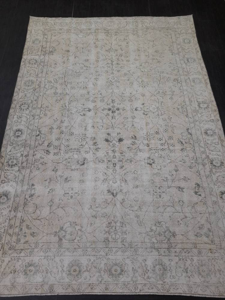 Beige Turkish Runner Rug 6' 5" x 9' 5" Hand-Knotted view