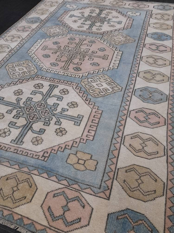 Blue Turkish Oushak Rug 5' 2" x 8' Hand-Knotted | No. WR84821
