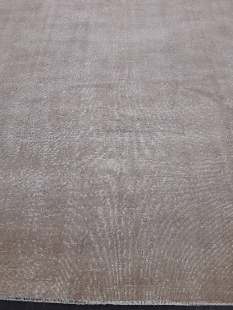 Beige Turkish Oushak Rug 6' 6" x 10' 1" Hand-Knotted reverse