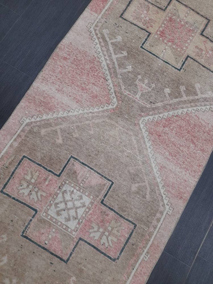 Pink Turkish Runner Rug 2' 9" x 13' 9" Hand-Knotted field