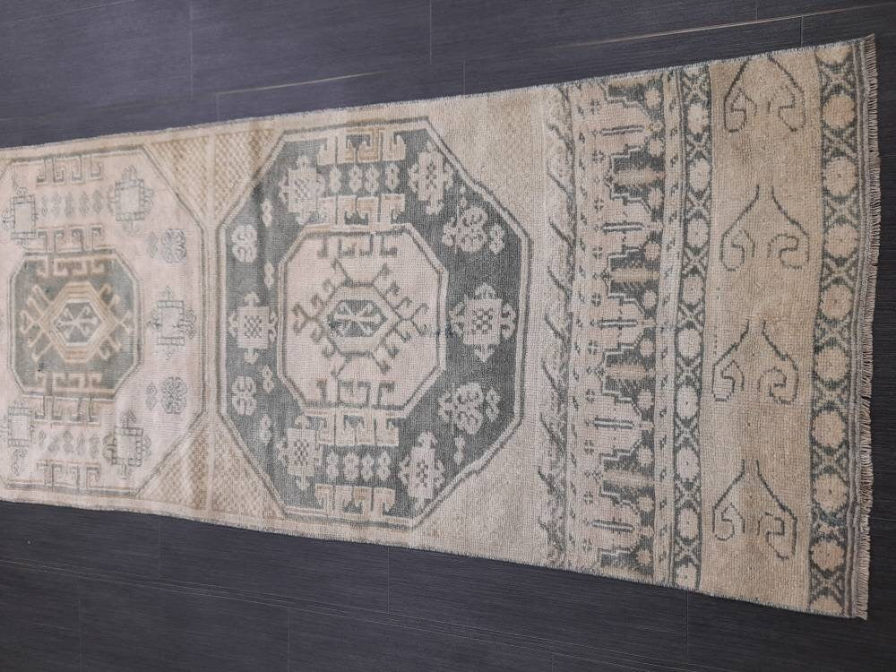 Beige Turkish Runner Rug 2' 6" x 9' 6" Hand-Knotted view
