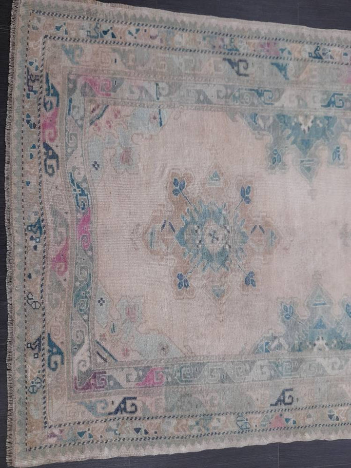 Beige Turkish Runner Rug 4' 8" x 8' 10" Hand-Knotted view