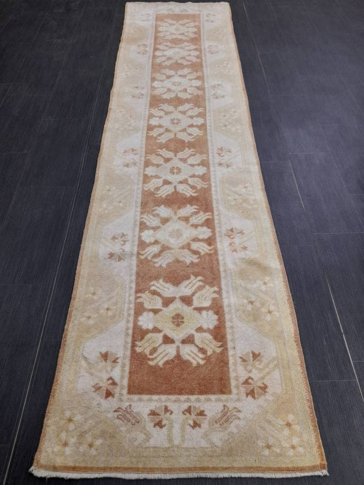 Navy Turkish Runner Rug 2' 5" x 10' Hand-Knotted close-up